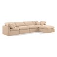 thumbnail image 1 of Meridian Furniture Indulge 129" Velvet L-Shaped Modular Sectional in Beige, 1 of 9