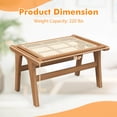 thumbnail image 3 of Costway 2 PCS Ottoman Footstool Natural Teak Wooden Foot Rest with Handwoven Rattan Indoor, 3 of 8
