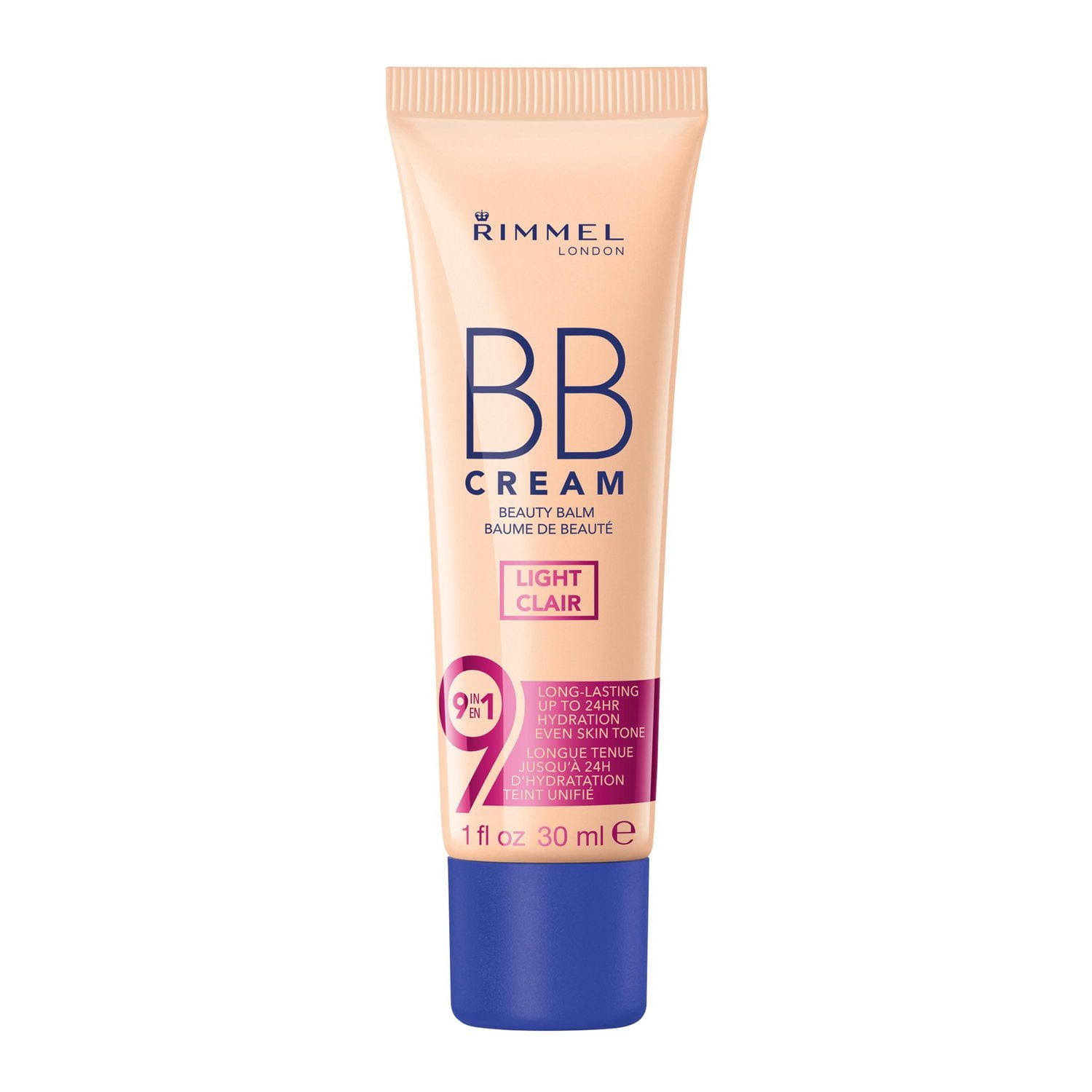 Rimmel BB Crème, 9 en 1 : apprête, hydrate, minimise les pores, dissimule, matifie, éclaircit, légère et facile à estomper, 100% sans cruauté