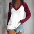 thumbnail image 2 of FAIWAD Women’s Color Block Tunic Top Long Sleeve Patchwork V Neck Plus Size Pullover Top, 2 of 4