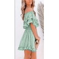 thumbnail image 2 of Women‘s Summer Off Shoulder Dress Pleated Flowy Neck Belt Printed Dress, 2 of 4