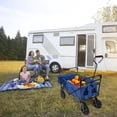 thumbnail image 4 of Collapsible Wagon with Removable Canopy, Folding Beach Wagon with Wheels, Outdoor Utility Garden Cart Wagon Stroller,165 lbs Capacity, 4 of 9
