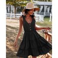 thumbnail image 2 of YNIQUE Womens Summer Casual Spaghetti Strap Smocked Ruffled Vacation Mini Dress, 2 of 6