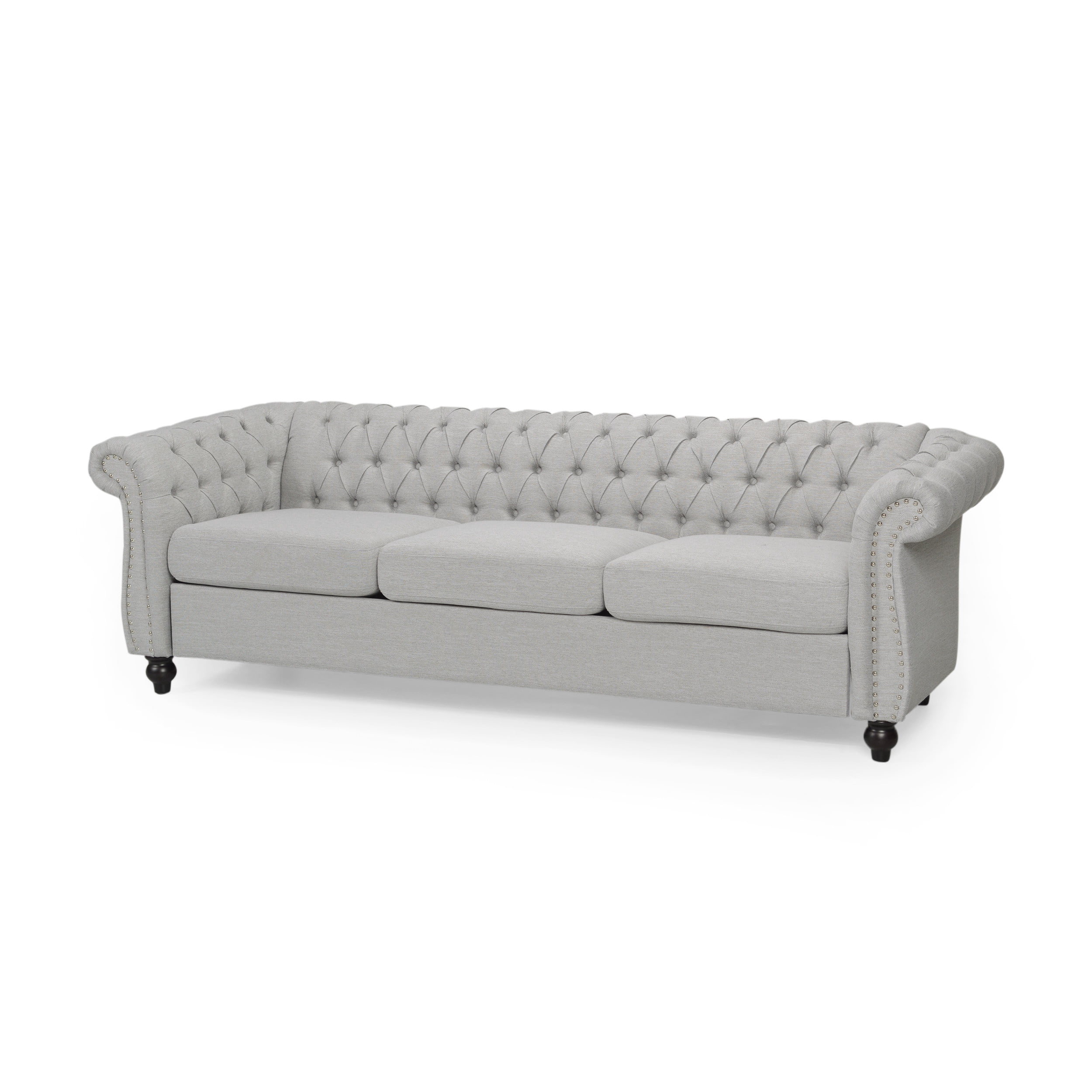 Canapé Chesterfield Noble House 215 cm, capitonnage profond, beige