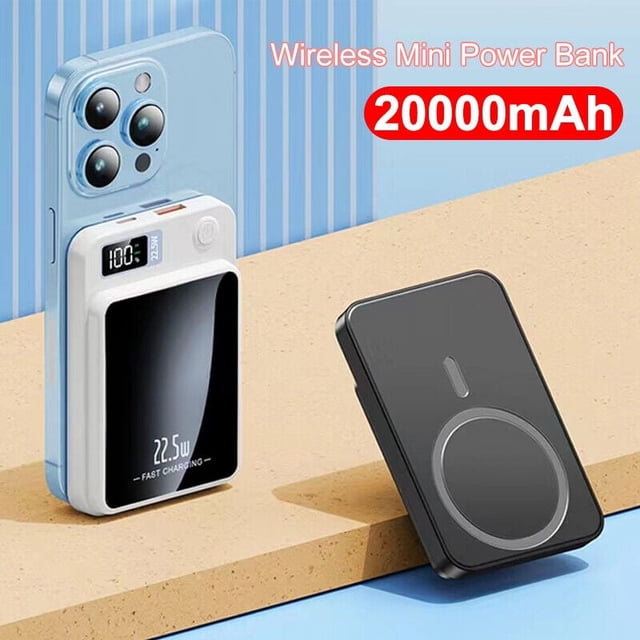 Power Bank for Smartphones, 20000mAh Magnetic Charger with Foldable Stand, for Seamless Charging