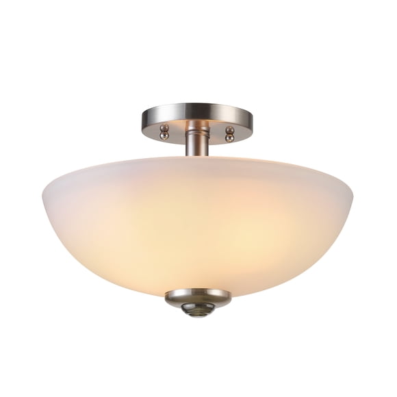 Globe Electric Plafonnier semi-encastré à 2 lumières, collection Hudson, fini en nickel brossé et chrome