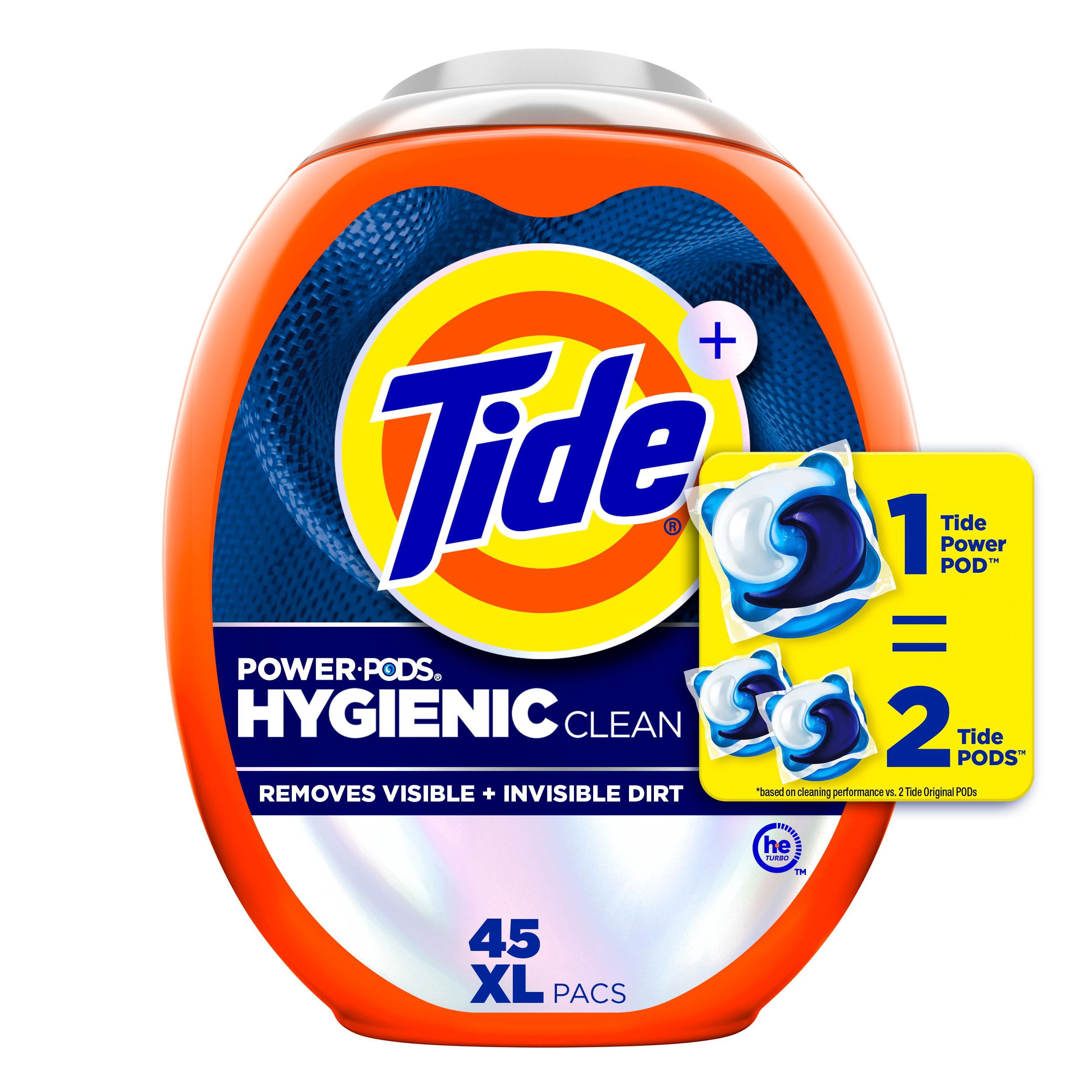 Tide Propreté Hygiénique Power PODS Capsules de Détergent à Lessive, Parfum Original, Élimine la Saleté Visible et Invisible, Capsules de Savon à Lessive Détergent, 45 Unités
