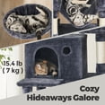 thumbnail image 4 of LEDREM 81.1-Inch Multi-Level Cat Tree Tower with 13 Scratching Posts, 2 Perches & Hammock - Plush Cat Condo for Large Cats, Anti-Tip Design, Smoky Grey, 4 of 6