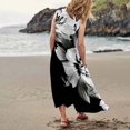 thumbnail image 4 of TJAZFJPA Robe Longue Robes de Soirée pour Femmes Mode pour Femmes Col Rond Décontractée Imprimé Pissenlit 3D Sans Poignets Poche Longue Robe Débardeur Robe Décontractée Robe Vêtements Femmes Robe de Bal Noire, 4 of 6
