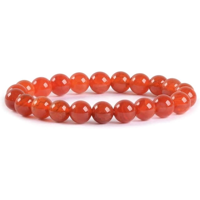 Angelstones Bracelet Extensible en Perles Rondes 8 mm en Peau de Dragon Rouge Agate 7 Pouces Unisexe