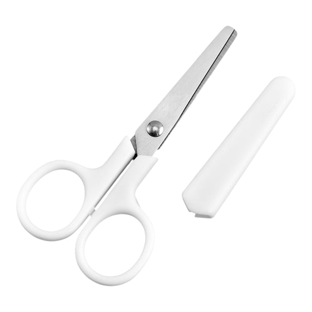 White Non-marking Wind Scissors Elementary School Students Paper Cutting Stainless Steel Childrens Special With Protective Sleeve Small Scissors