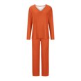 thumbnail image 4 of Timegard Ensembles de Pyjamas pour Femmes 2 Pcs Manches Longues Col en V Haut Froncé et Pantalon Automne Décontracté Doux Tenues de Pjs, 4 of 4