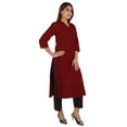 thumbnail image 2 of Moomaya Blouses Unies à Plis Nervurés pour Femmes Kurti Ethnique Indien Décontracté Kurta en Coton, 2 of 7