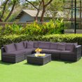 thumbnail image 3 of Costway 7PCS Patio Rattan Furniture Set Sectional Sofa Cushioned Garden Grey, 3 of 9