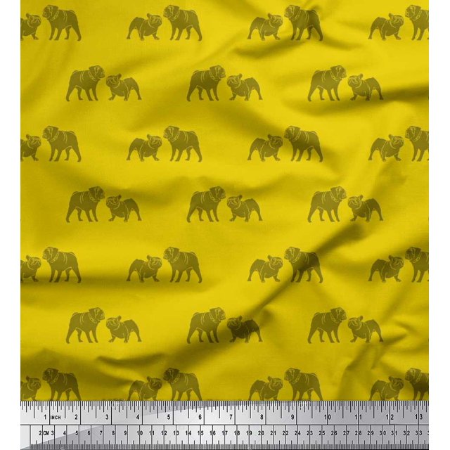 Soimoi Tissu Crêpe Polyester Imprimé Taureau au Mètre 52 Pouces de Large