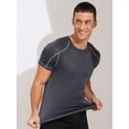 thumbnail image 2 of Raenseen Men's Rash Guard Swim Shirts Short Sleeve UPF 50+ Swimming Top Gym Workout Muscle Tee Tops Dark Grey 4XL, 2 of 7