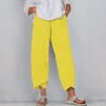 thumbnail image 1 of RXIRUCGD Capris d'Été Confortables et Amples pour Femmes, Couleur Unie, Jaune, Taille : 2TG, 1 of 5