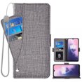 thumbnail image 1 of OnePlus 7 6T Case, iCoverCase Genuine Leather Wallet Case Slim Fit Folio Book Design with Stand and Card Slots Flip Case Cover for OnePlus 7 6T (Gray), 1 of 5