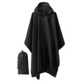 thumbnail image 3 of MERIGLARE Poncho de Pluie à Capuche Imperméable Réutilisable avec Poche Veste à Manches Longues pour l'Extérieur Noir, 3 of 9