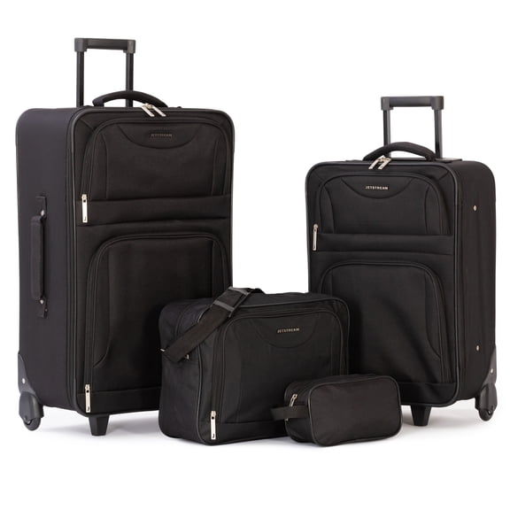 Jetstream Ensemble de Bagages Souples Atlantic 4 Pièces, Ensemble de Valises à Roulettes: Bagage Enregistré 25 pouces, Valise Cabine, Sac Fourre-tout et Trousse de Toilette