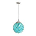 thumbnail image 1 of Elegant Designs Buoy Netted Brushed Nickel Coastal Ocean Sea Glass Pendant with Natural Rope, 1 of 6