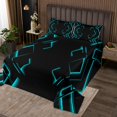 thumbnail image 2 of Erosebridal Neon Geometry Bedspread Sets Twin Size, Abstract Checkered Bed Quilt, Stripe Room Decor, 2pcs, 2 of 5