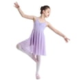 thumbnail image 4 of Aislor Filles Enfants Justaucorps Débardeur Uni à Dos Croisé Robe de Danse Ballet Costume de Danse Lyrique Moderne Lavande TTG, 4 of 8