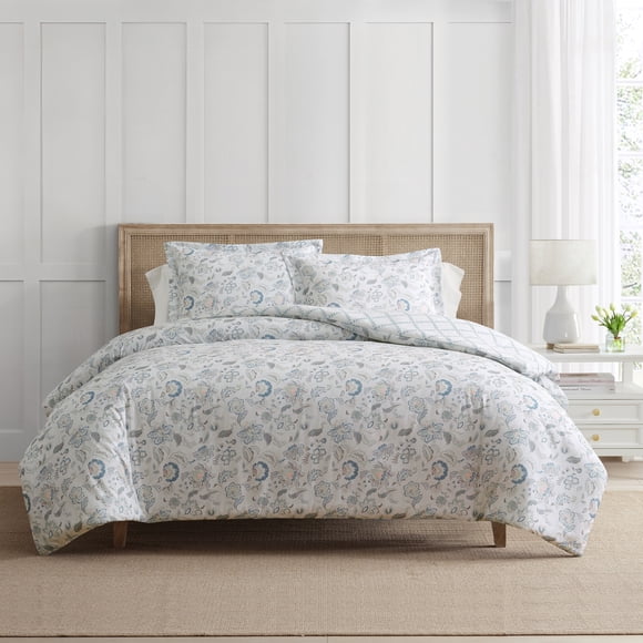Martha Stewart Everyday 3-Piece Reversible Juliet Jacobean Cotton Comforter Set, King