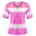 thumbnail image 4 of Leutsin Femmes Gradient Couleur V-Cou T-Shirt Manches Courtes Tee Tops Blouse, 4 of 6