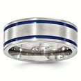 thumbnail image 1 of Edward Mirell Titanium Double Groove Blue Anodized 8mm Band Size 8, 1 of 4