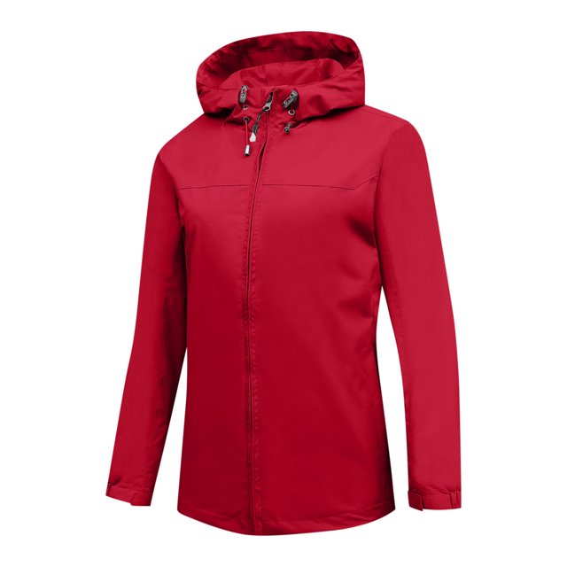 Veste à Capuche Zippée Rouge pour Femmes Sport Gym Randonnée Course Sortie Tenue pour Adolescentes à Capuche Imperméable Basique Automne Hiver 2025 Vêtements m