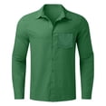 thumbnail image 3 of Ketyyh-chn99 Chemise Habillée pour Homme Été Coton Décontractée Grande Taille Chemise Ample pour Homme Col Rabattu Chemise à Manches Longues Taille pour 5TG, Vert, 3 of 5