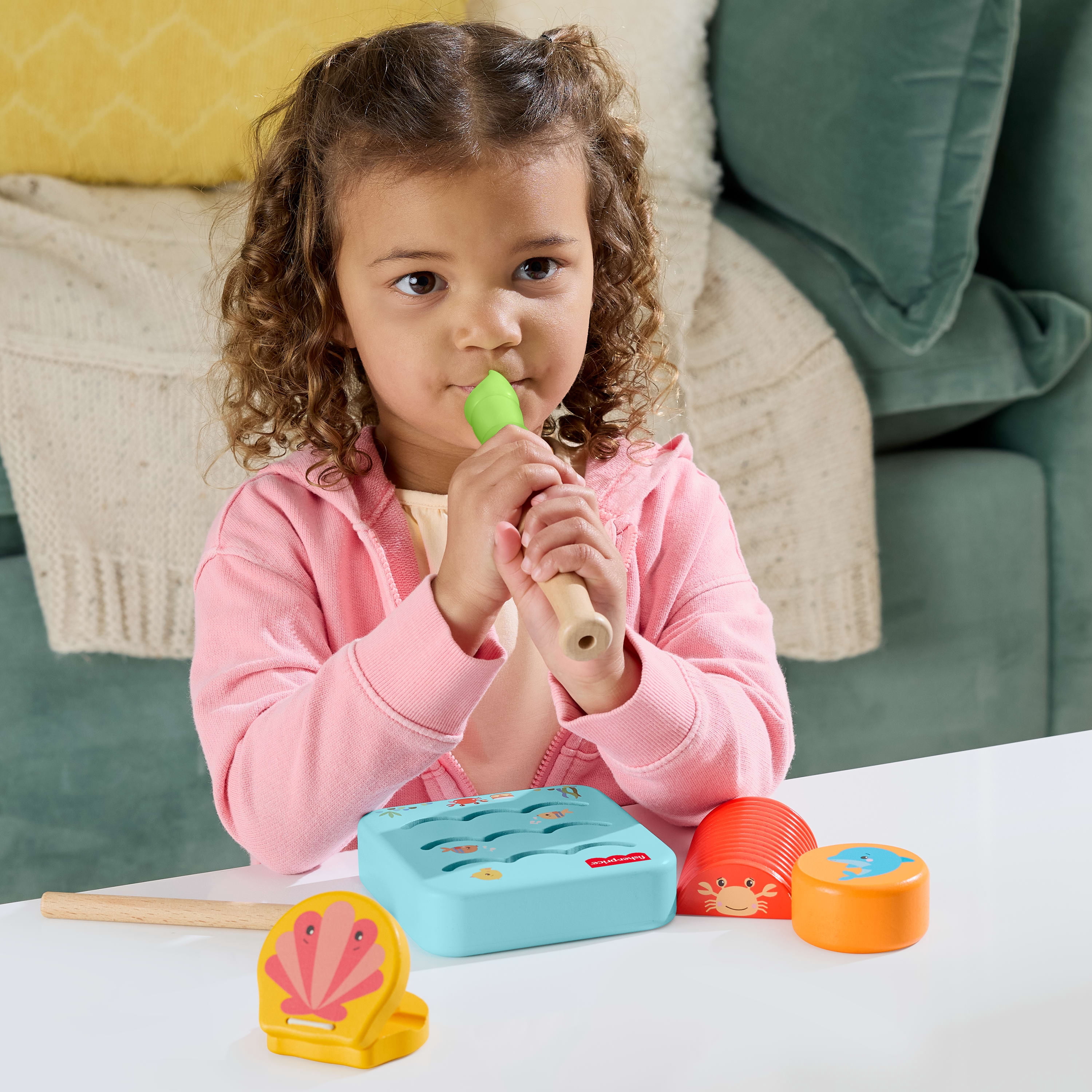 Fisher-Price Wooden Ocean Musical Gift Set for Toddlers & Kids, 6 Wood Pieces