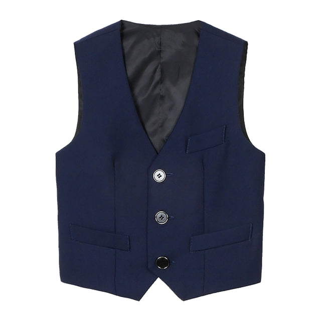 Sunnyoo Gilet de Costume Formel pour Garçon, Gilet de Robe Uni Sans Manches à Boutons
