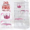 thumbnail image 3 of FDW Cage pour Chat Cage pour Chat Chenil Parc pour Chats avec Hamac Gratuit Perchoir Étagères Lit pour 3 Chats 3 Portes avant 2 Échelles à Rampe,67 Pouces, 3 of 8