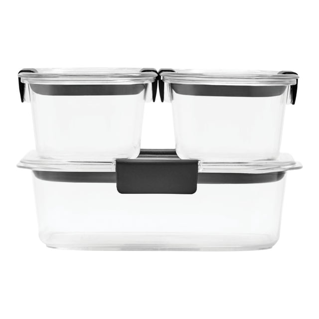 Rubbermaid Brilliance Contenants de Conservation des Aliments Étanches avec Couvercles Hermétiques, Ensemble de 3 (6 Pcs au Total) / Sans BPA et Résistants aux Taches