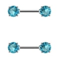 thumbnail image 2 of Anneau de Mamelon Barres Acier Chirurgical Orienté vers l'Avant Double Rond Gemme 14G Barre 12MM, 2 of 9