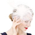 thumbnail image 4 of Women Flower Mesh Ribbons Headband Cocktail Tea Party Hat Headwear Hair Clip, 4 of 9