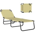 thumbnail image 1 of Outsunny Folding Lounge Chair, 5 Position Sun Tanning Chair, Cream White, 1 of 10