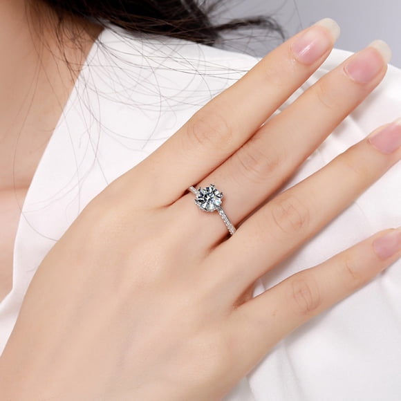 Dvkptbk Ring Six-Claw Diamond Personality Flower Women Jewelry