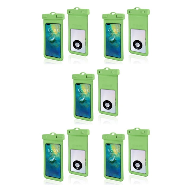 Maytalsory Waterproof Phone Pouch Fishing Smartphone Dry Bag with Lanyard Sealing Portable Protector Skiing Protection Case Green 5Set
