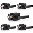 thumbnail image 1 of Probrico Matte Black Passage Door Levers Square Hall Closet Handles, Heavy Duty Interior Non-Locking Lever Sets, Reversible For Right & Left Side, 5 Pack, 1 of 1