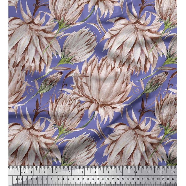 Soimoi Poly Georgette Fabric Clover Flower Decor Fabric Printed Yard 42 Inch Wide