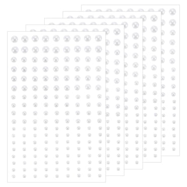 Unique Bargains 810 Pcs Autocollants en Strass 5 Feuilles Autocollants en Acrylique Autocollants de Gemmes pour le Visage, Perle Blanche
