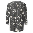 thumbnail image 4 of HKEJIAOI T-Shirts à Manches 3/4 pour Femmes à Imprimé Floral, Col Rond, Coupe Ample, T-Shirts Décontractés Mode, Chandails à Enfiler, Gris-D TG, 4 of 5