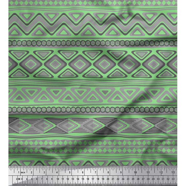 Soimoi Cotton Voile Fabric Aztec Geometric Decor Fabric Printed Yard 56 Inch Wide