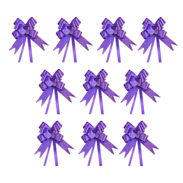 Unatoiry 10 Pieces Bow Pull Decor Festive Packing Lightweight Hand-Pulled Flower Wedding Birthday Christmas Holiday Accessory Rose/Purple 1Set