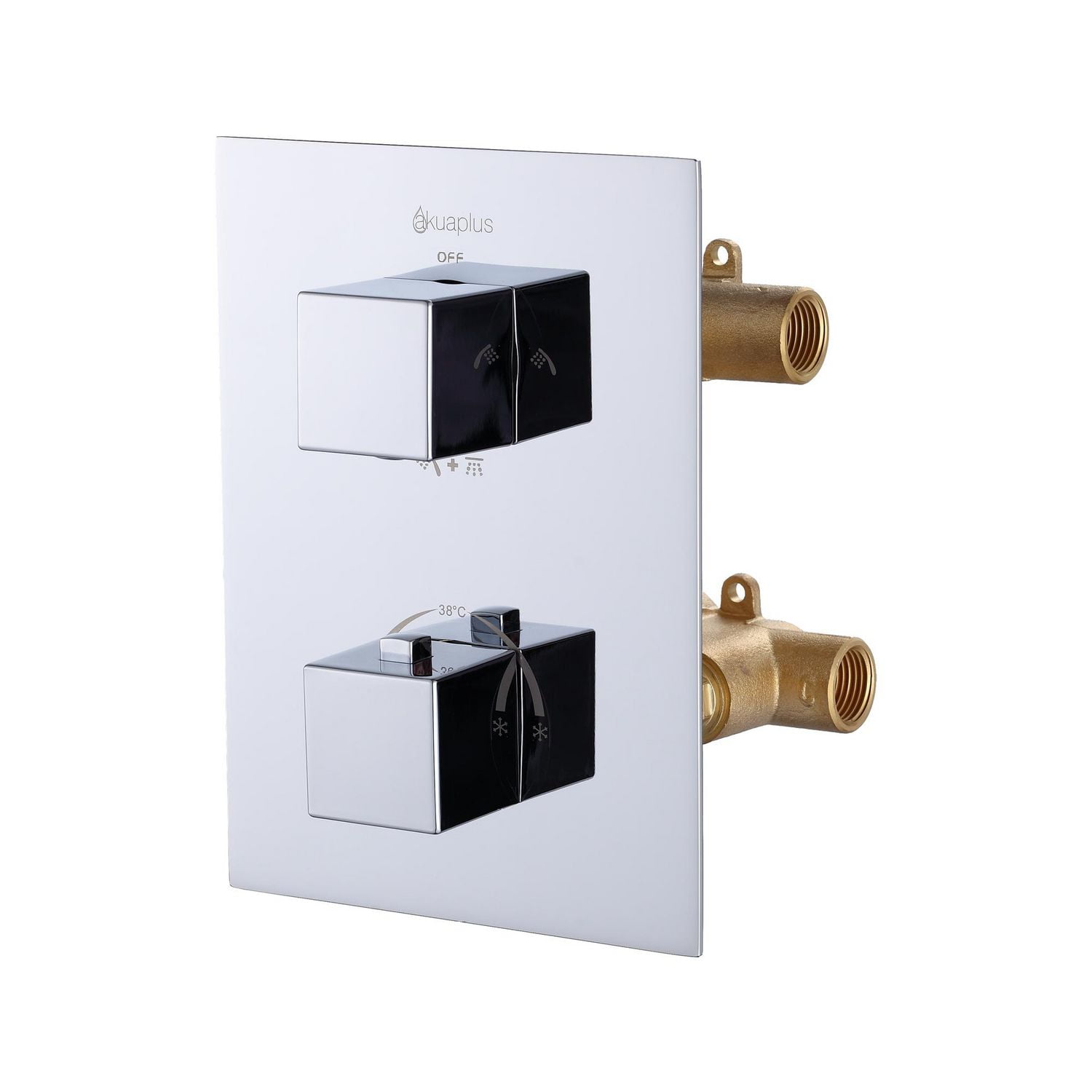 Valve thermostatique carrée 3 functions, Douchette à main, pomme de douche ou simultanément