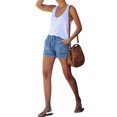 thumbnail image 2 of Kmbangi Women Washed Denim Shorts Elastic Waist Frayed Hem Loose Short Jeans, 2 of 8