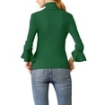 thumbnail image 3 of INSPIRE CHIC Women's Turtle Neck 3/4 Ruffle Sleeves Pullover Slim Rib Knit Sweater XL Green, 3 of 8